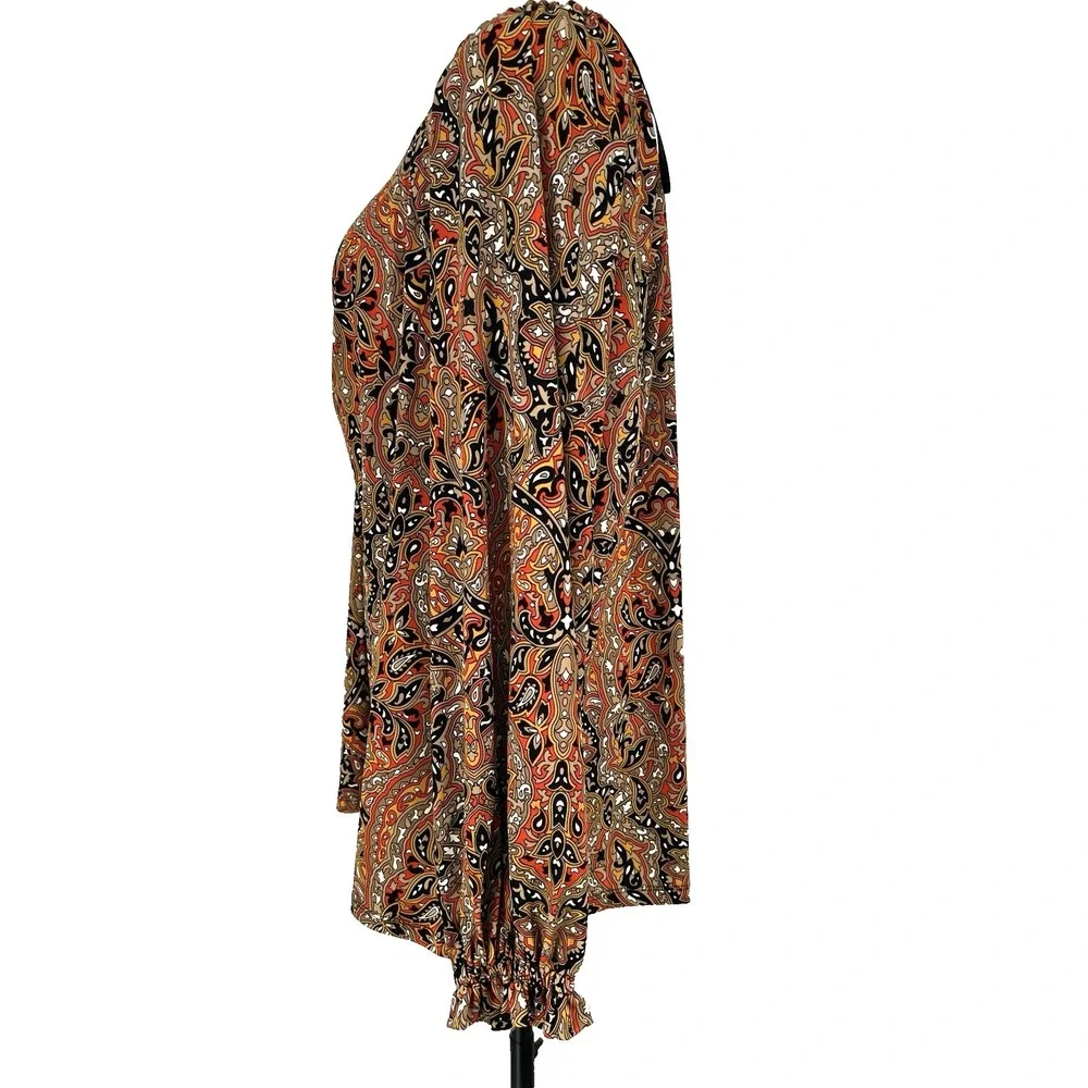 Michael Kors Women's Plus 2X‎ Blouson Shirt Paisley Ruched Chest Soft Knit NEW - Picture 4 of 12